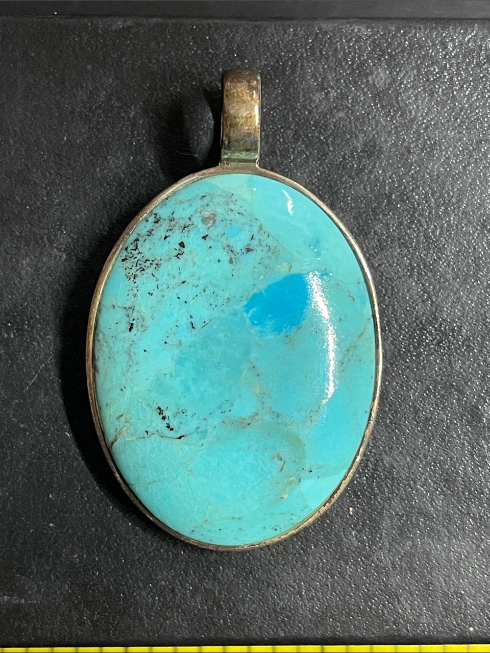 STERLING SILVER SIGNED BARSE THAILAND TURQUOISE OVAL PENDANT
